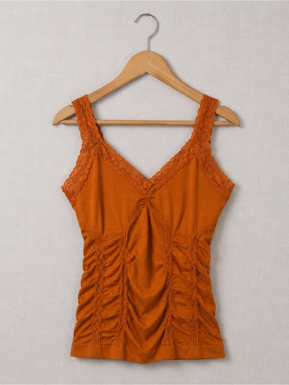 Tribal Orange Lace-Trim Tank Top
